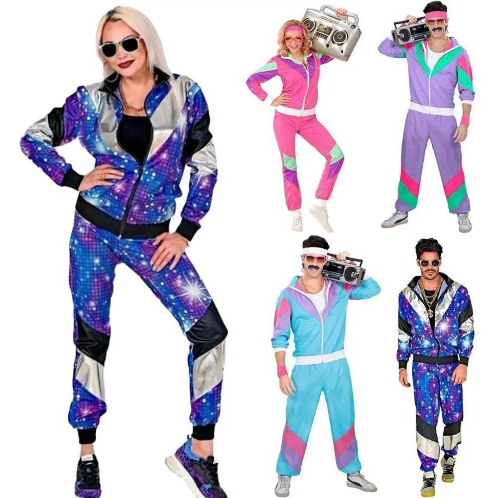 80s Retro Disco Hip Hop Fancy Dress Adult Costume Outfits Carnival Suit - zzcosplay