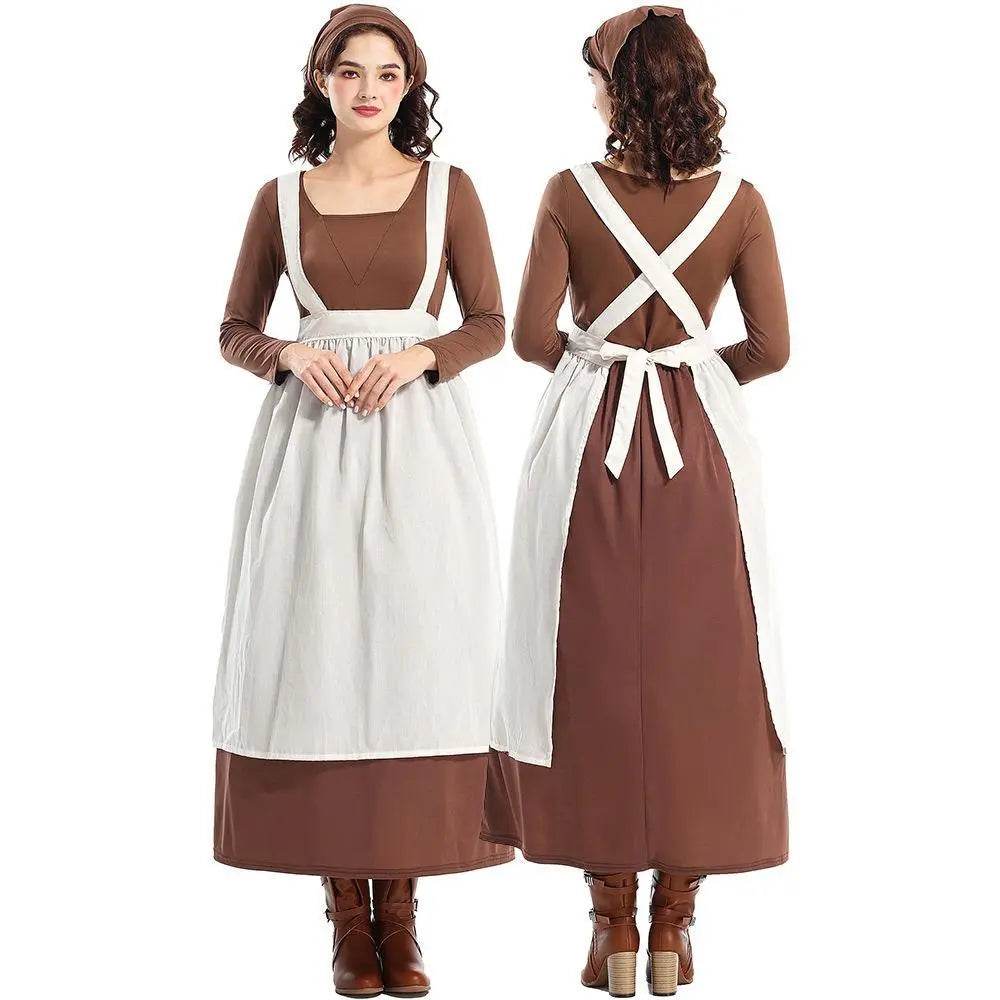 Adult Female French Manor Maid Costume Retro Halloween Dress - zzcosplay