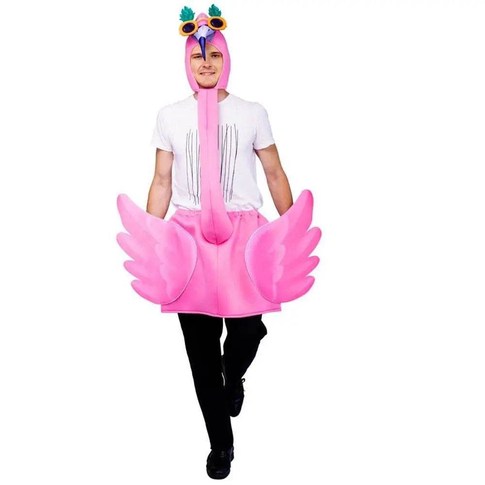 Adult Man Pink Flamingo Funny Jumpsuit Cosplay Stage Performance Costume - zzcosplay