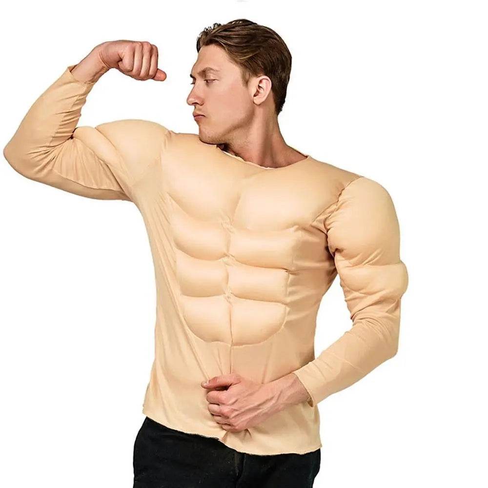 Adult Muscle T-Shirt Costume Funny Fake Abs Costume Masquerade Cosplay - zzcosplay