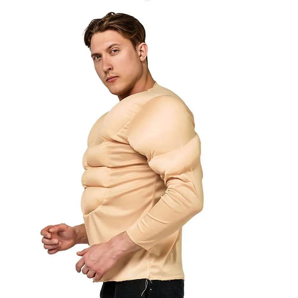 Adult Muscle T-Shirt Costume Funny Fake Abs Costume Masquerade Cosplay - zzcosplay