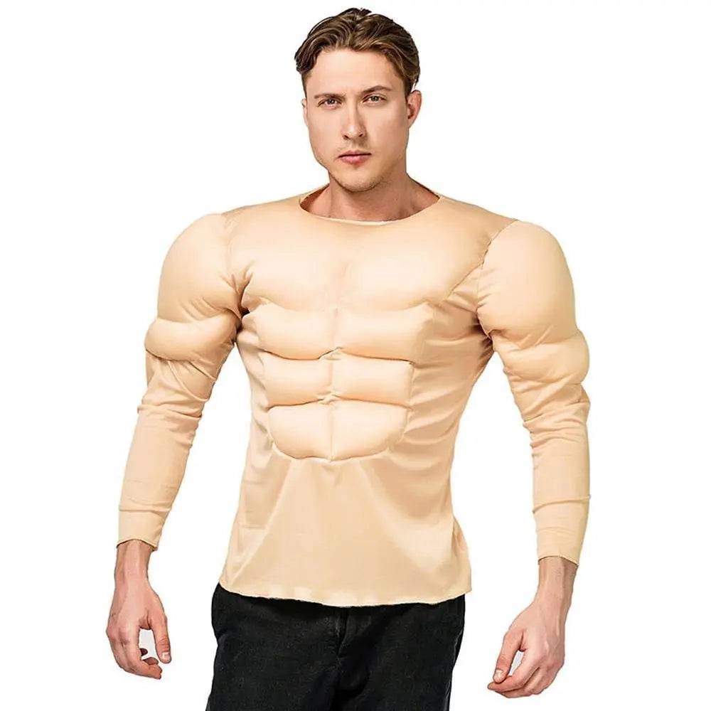 Adult Muscle T-Shirt Costume Funny Fake Abs Costume Masquerade Cosplay - zzcosplay