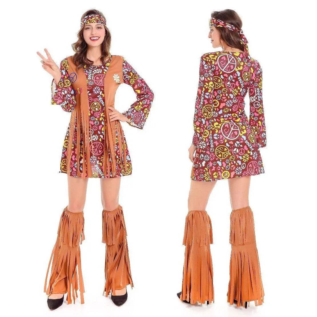 Adult Peace and Love Hippie Costume Party Halloween Women's Tassel - zzcosplay