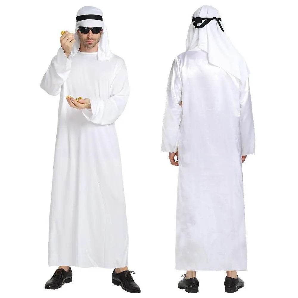 Arab sheik Prince masquerade male pure white Middle East Dubai clothes - zzcosplay