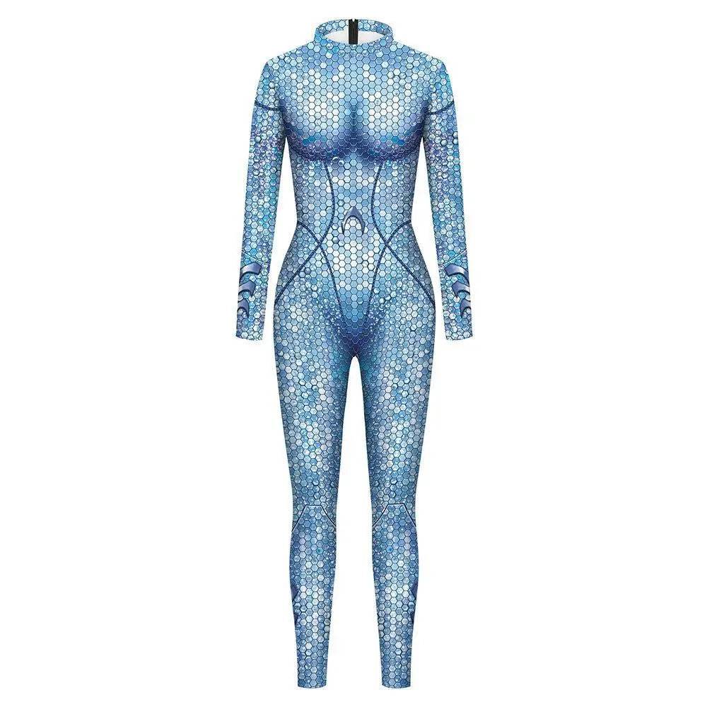 Atlanna Queen Aquaman Cosplay Costume Jumpsuit Halloween Sequined Catsuit Party Zentai - zzcosplay