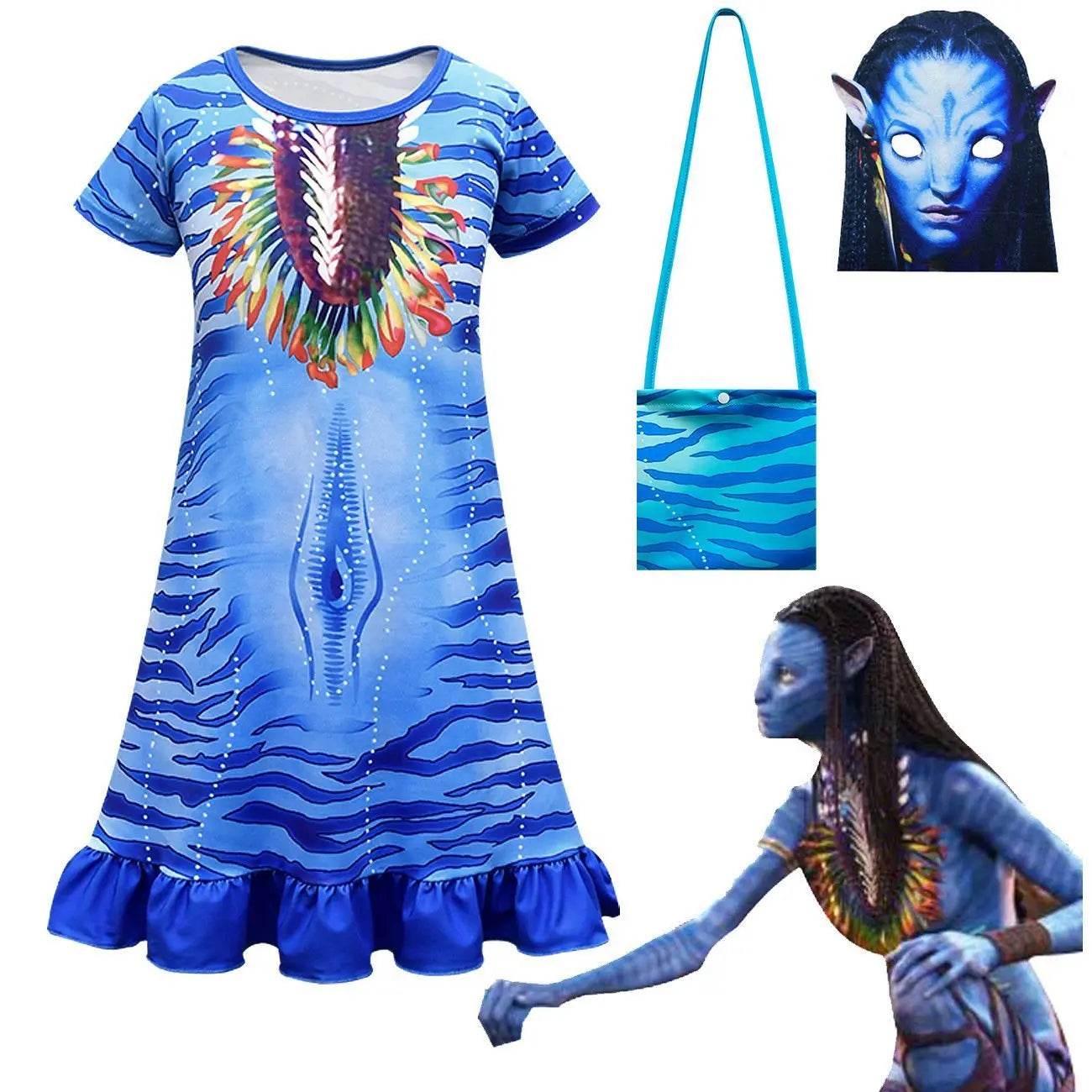 Avatar: The Way of Water Costume Cosplay Pajamas Dress For Kids - zzcosplay