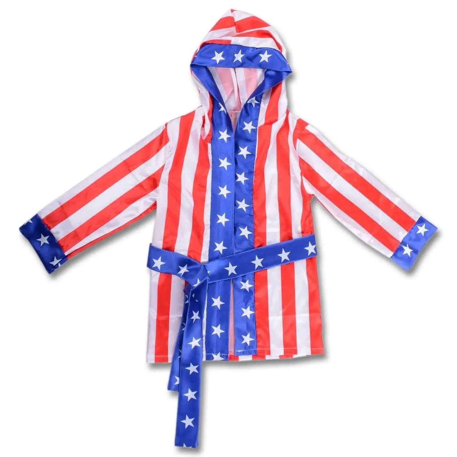 Boxer Cosplay Costume Rocky Balboa Suit Uniform American Star Stripes Robe Italian Boxing Outfit Set for Kids - zzcosplay