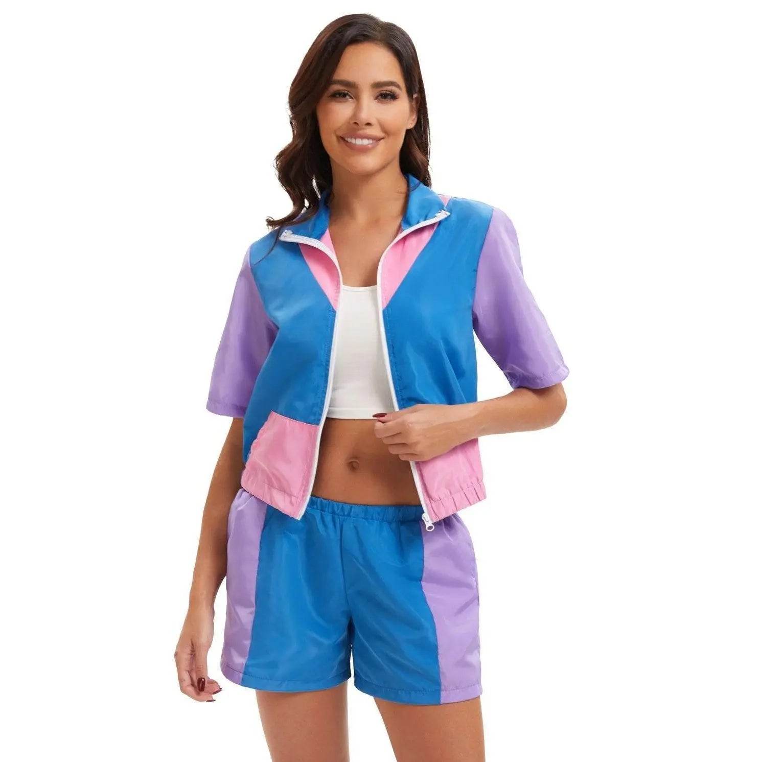 Carnival Disco Retro 80s Outfits Zipper Women's Sportswear Hip Hop Stage Costume - zzcosplay