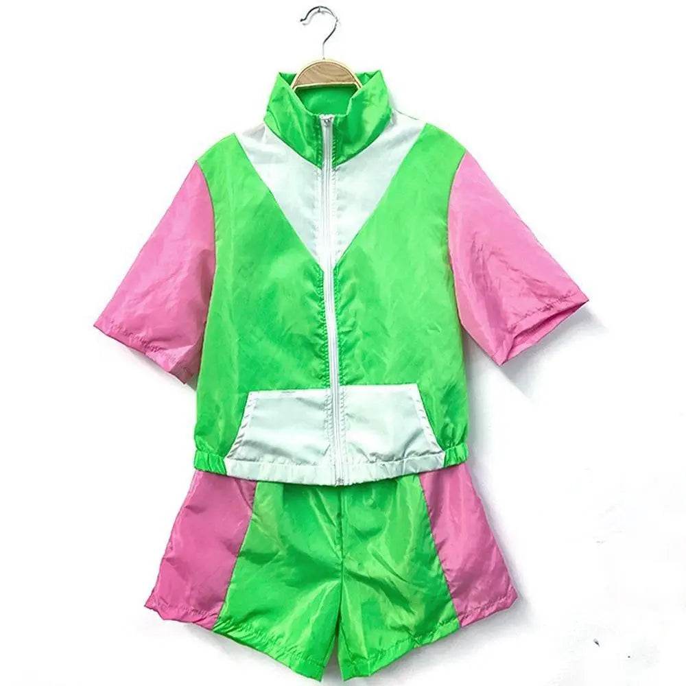 Carnival Disco Retro 80s Outfits Zipper Women's Sportswear Hip Hop Stage Costume - zzcosplay
