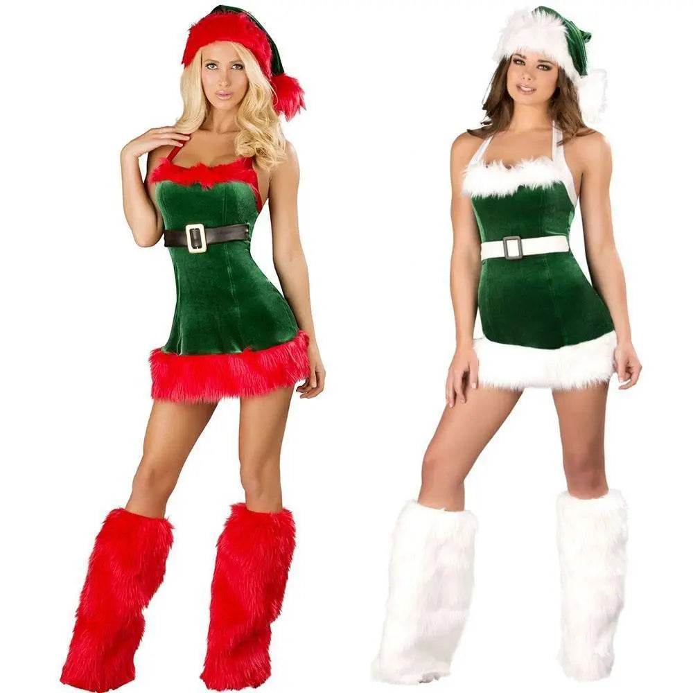 Christmas Sexy Green Tree Suit Santa Claus Costumes Adults Uniform - zzcosplay