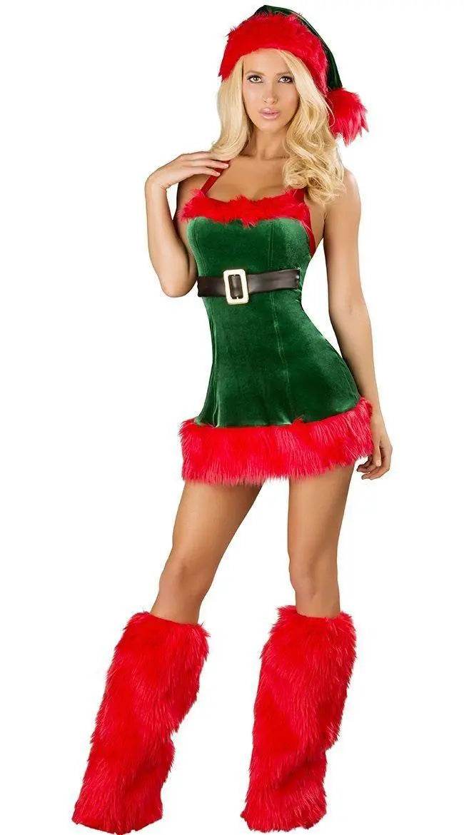 Christmas Sexy Green Tree Suit Santa Claus Costumes Adults Uniform - zzcosplay