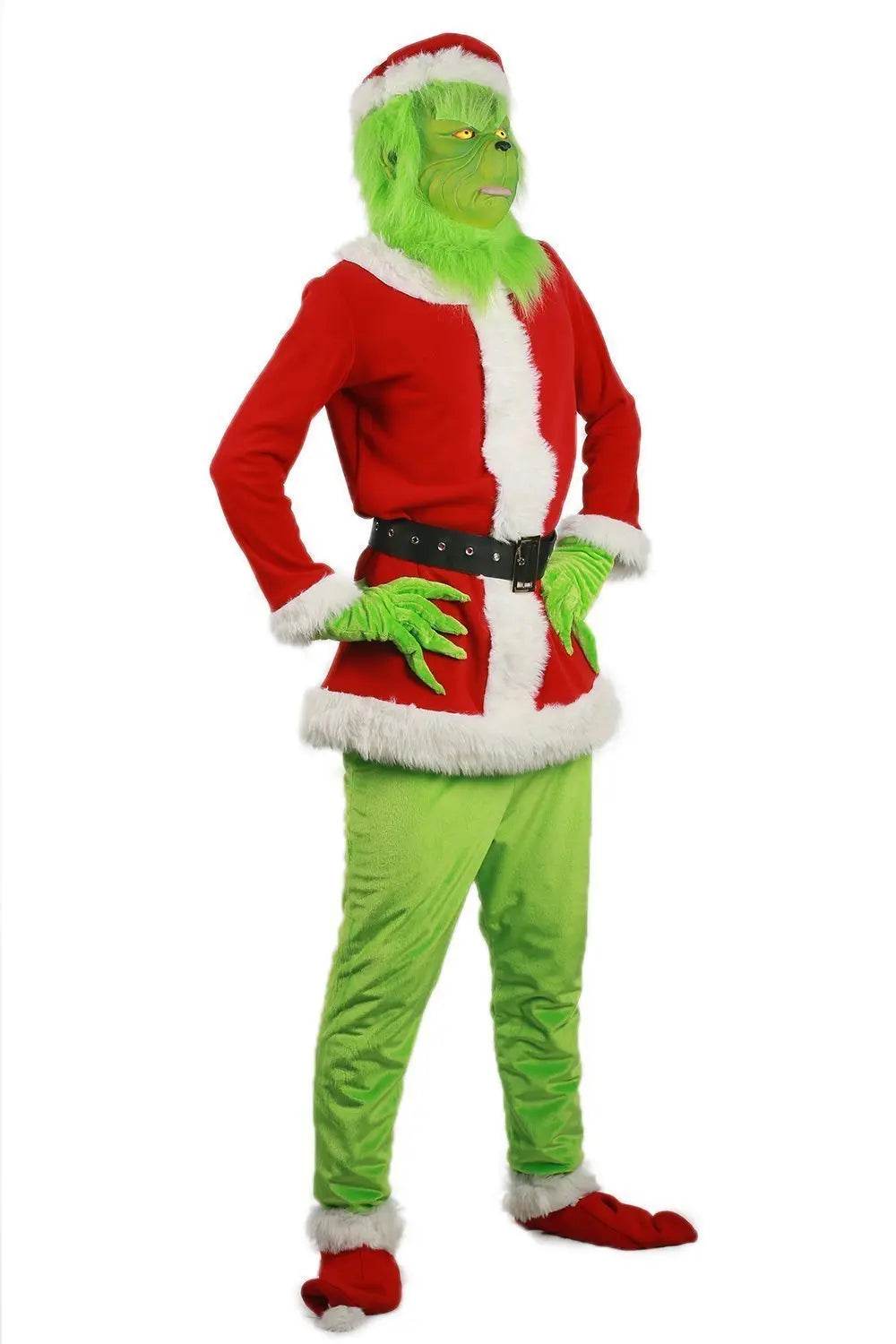 Christmas The Grinch Cosplay Costumes Party Performance Furry Santa Suit - zzcosplay