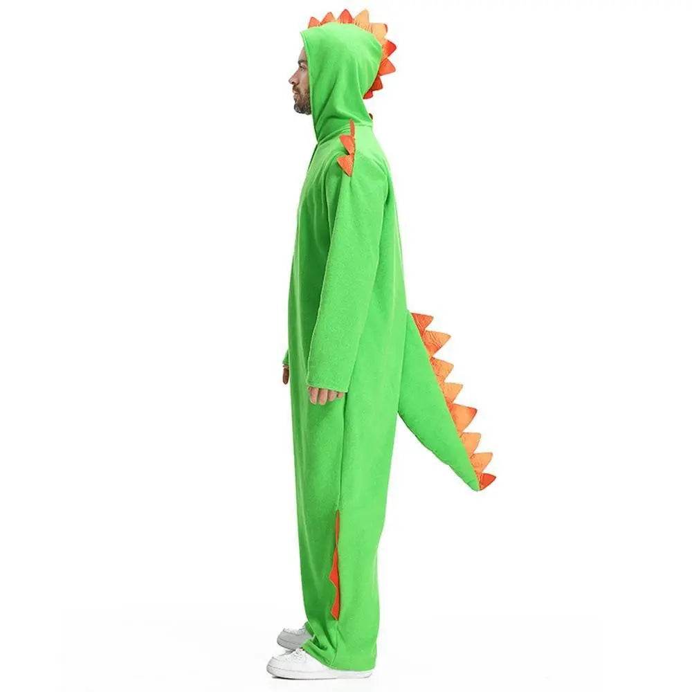 Cute Green Big Tail Dinosaur Animal Adult Jumpsuit Cosplay Costume Carnival - zzcosplay