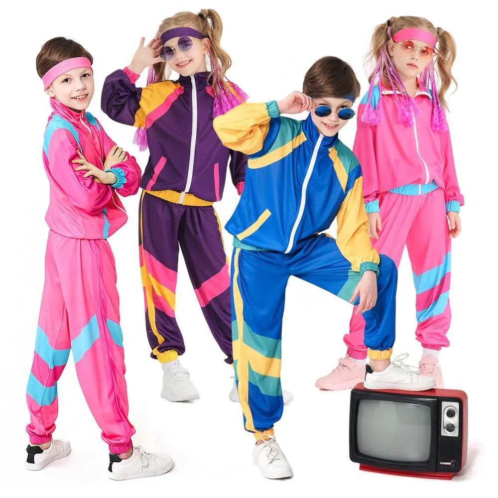 Disco 80S Costume Outfits Dance Set Hip Hop Modern Jazz Team Performance Kids - zzcosplay