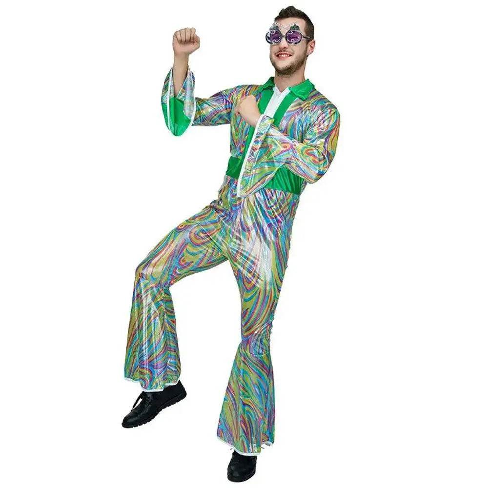 Disco Men Adult 70s Flare Sleeve Funny Halloween Costume Fancy Dress - zzcosplay