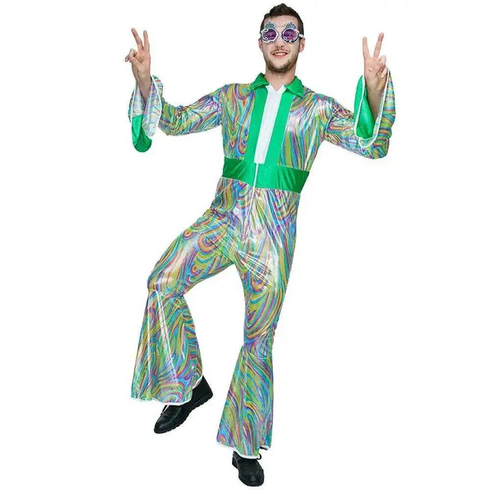 Disco Men Adult 70s Flare Sleeve Funny Halloween Costume Fancy Dress - zzcosplay