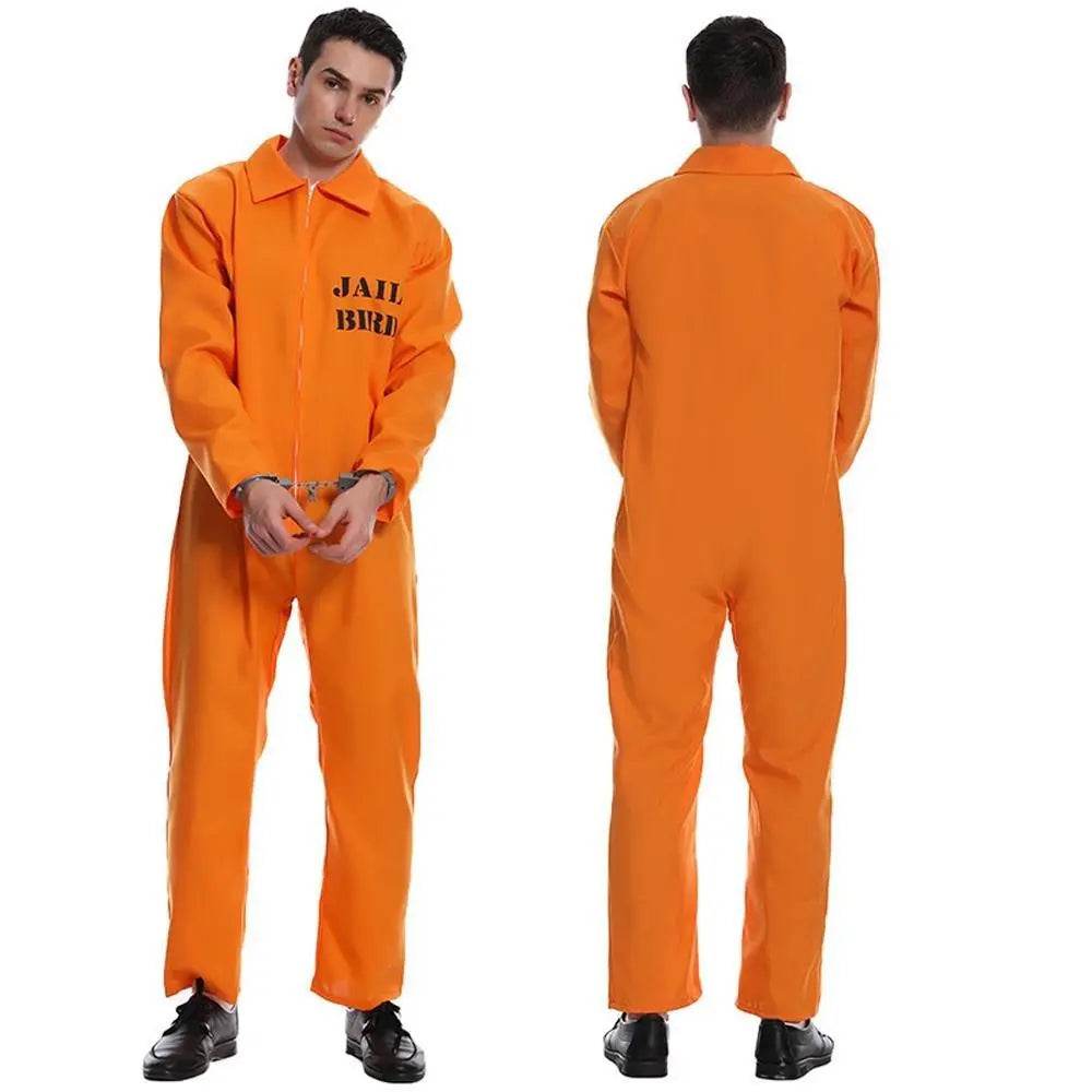Escaped Prisoner Costume Cosplay Party Jumpsuit Uniform Suit Halloween For Men Women - zzcosplay