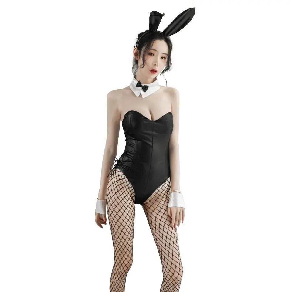 Fever Bunny Costume jumpsuit Patent leather uniform - zzcosplay