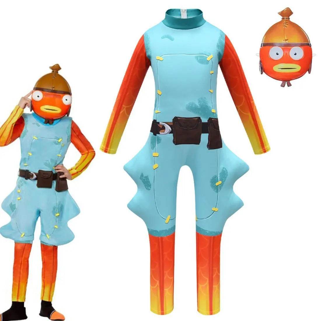 Fortnite Fishstick Cosplay Halloween Costumes Fish Jumpsuit - zzcosplay