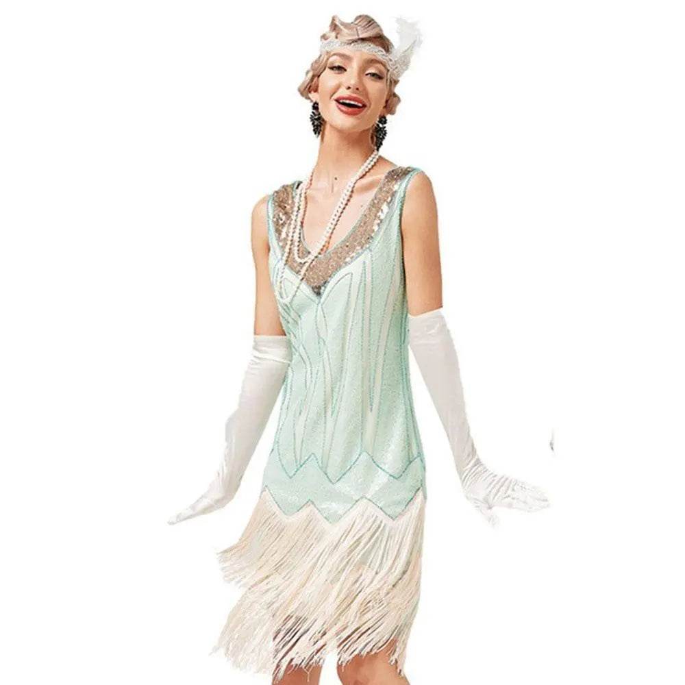 Gatsby 1920s Party Fringe Flapper Dress Retro Costume - zzcosplay