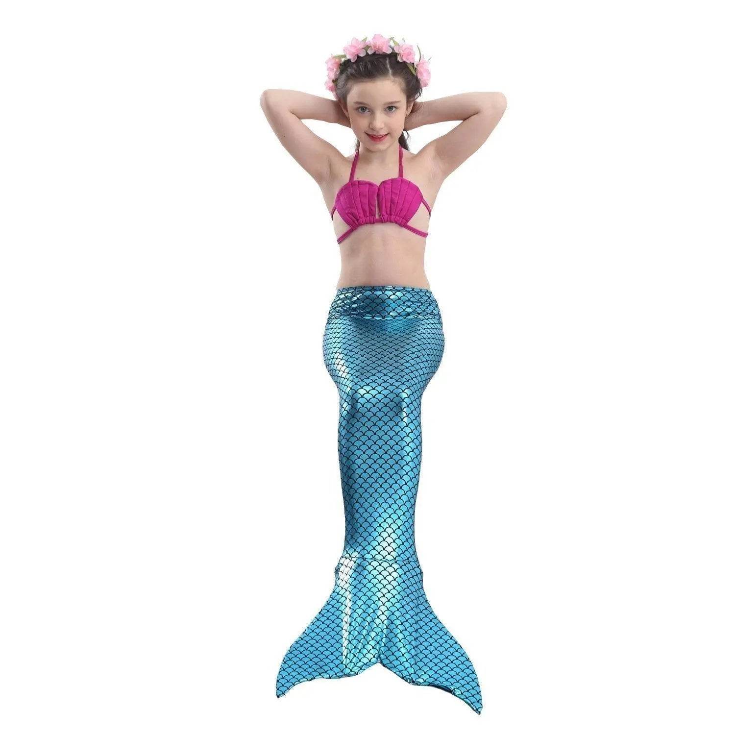 Girls Kids Mermaid Tail Swimwear Bikini Set Swimsuit Swimming Costume - zzcosplay