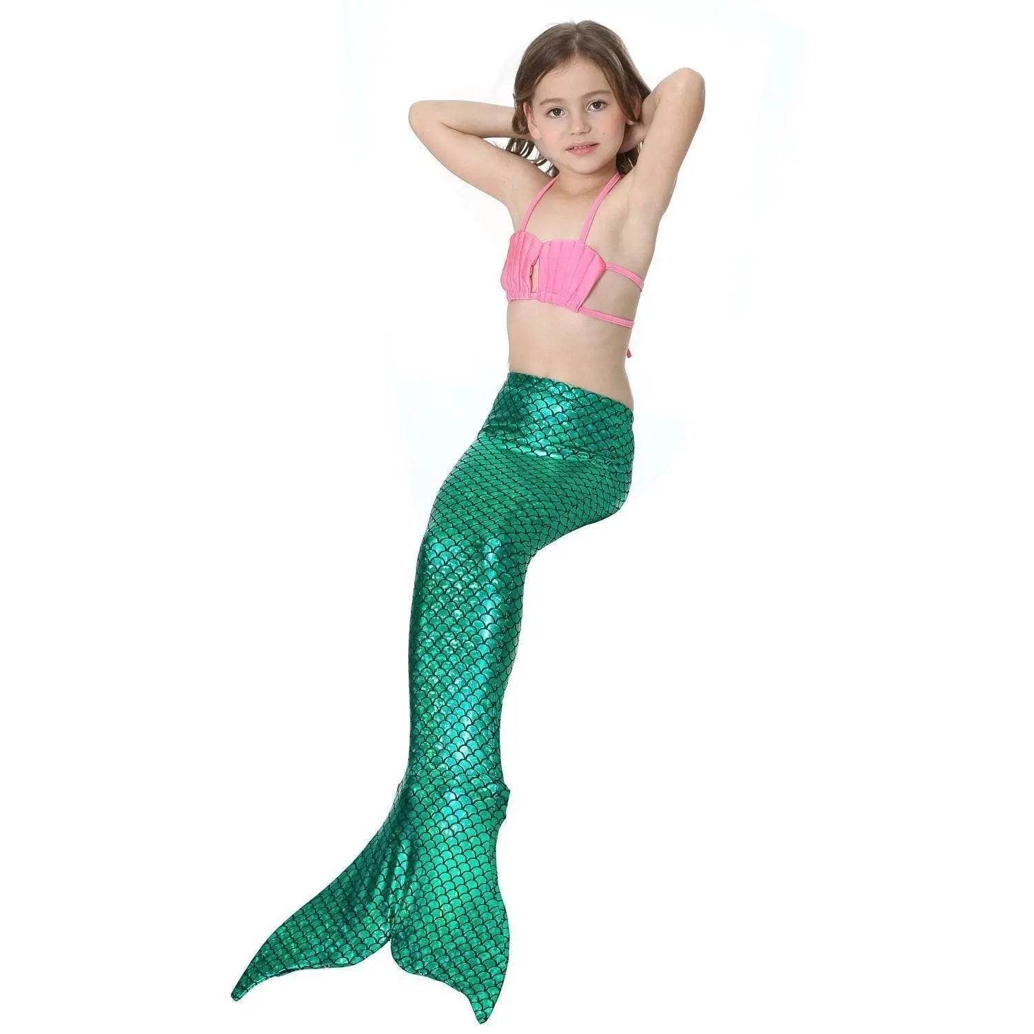Girls Kids Mermaid Tail Swimwear Bikini Set Swimsuit Swimming Costume - zzcosplay