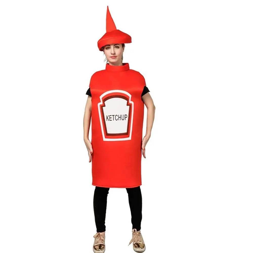 Halloween Adult Couples Mustard Ketchup jumpsuit Costume Cosplay Party - zzcosplay