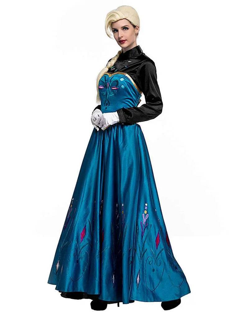 Halloween Adult Snow Queen Anna Cosplay Costume Dress - zzcosplay