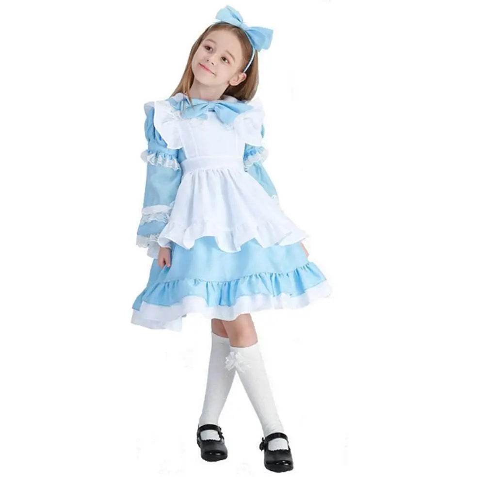 Halloween Alice Dress Girl's Princess Costume Maid Dress for kids - zzcosplay