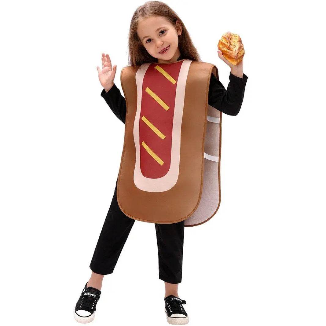 Kids Bun Hot Dog Onesie Funny Novelty Halloween Cosplay Party Costume - zzcosplay