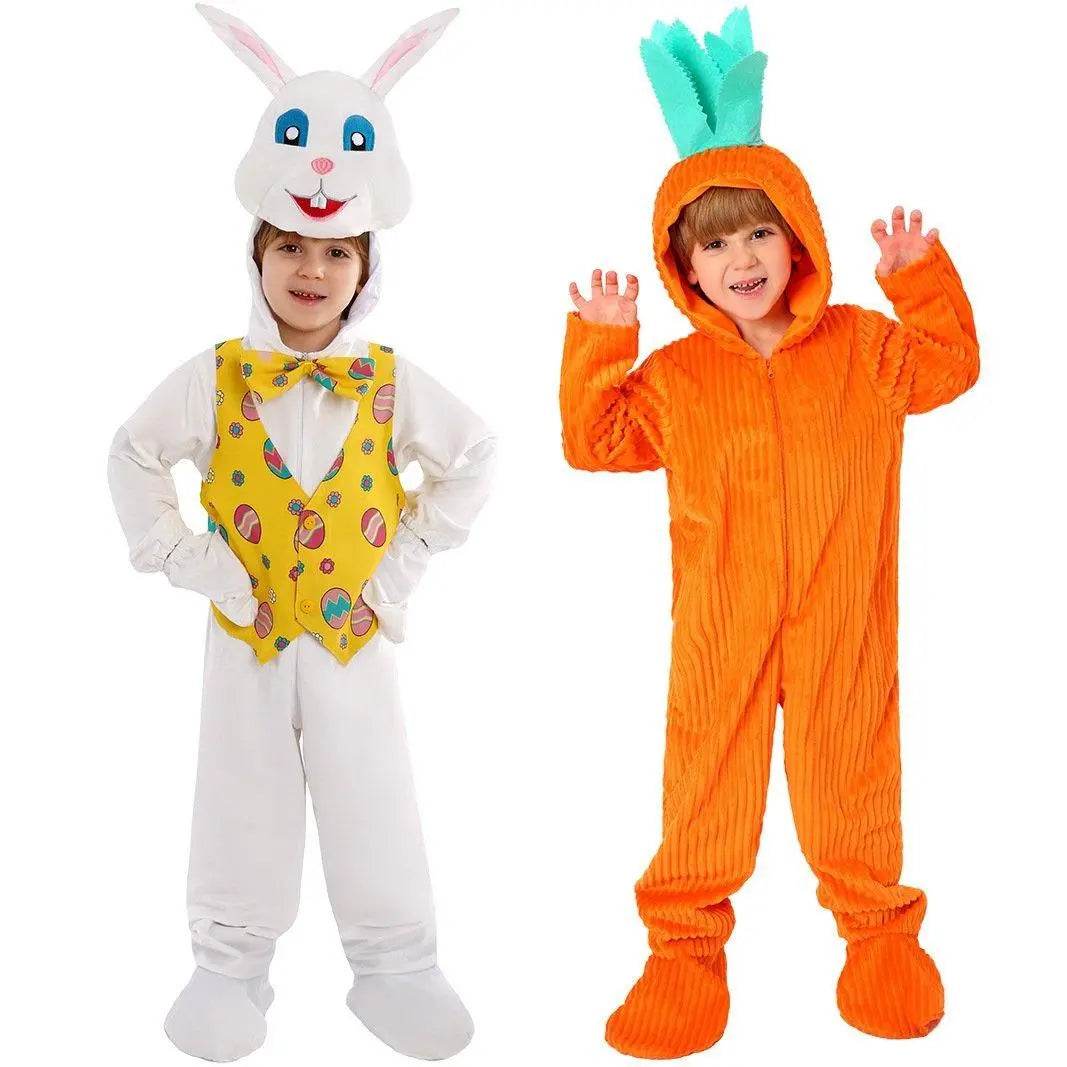 Kids Children White Rabbit Bunny Carrot Party Cosplay Halloween Easter Costume - zzcosplay