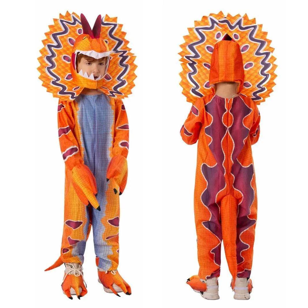Kids Dilophosaurus Orange Animal Halloween Cosplay Party Costumes - zzcosplay