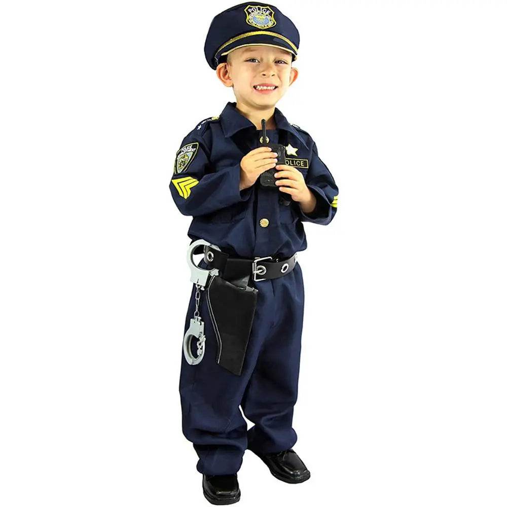Kids Police Cop Costume for Boys Police Office Costume Halloween Cosplay Party - zzcosplay