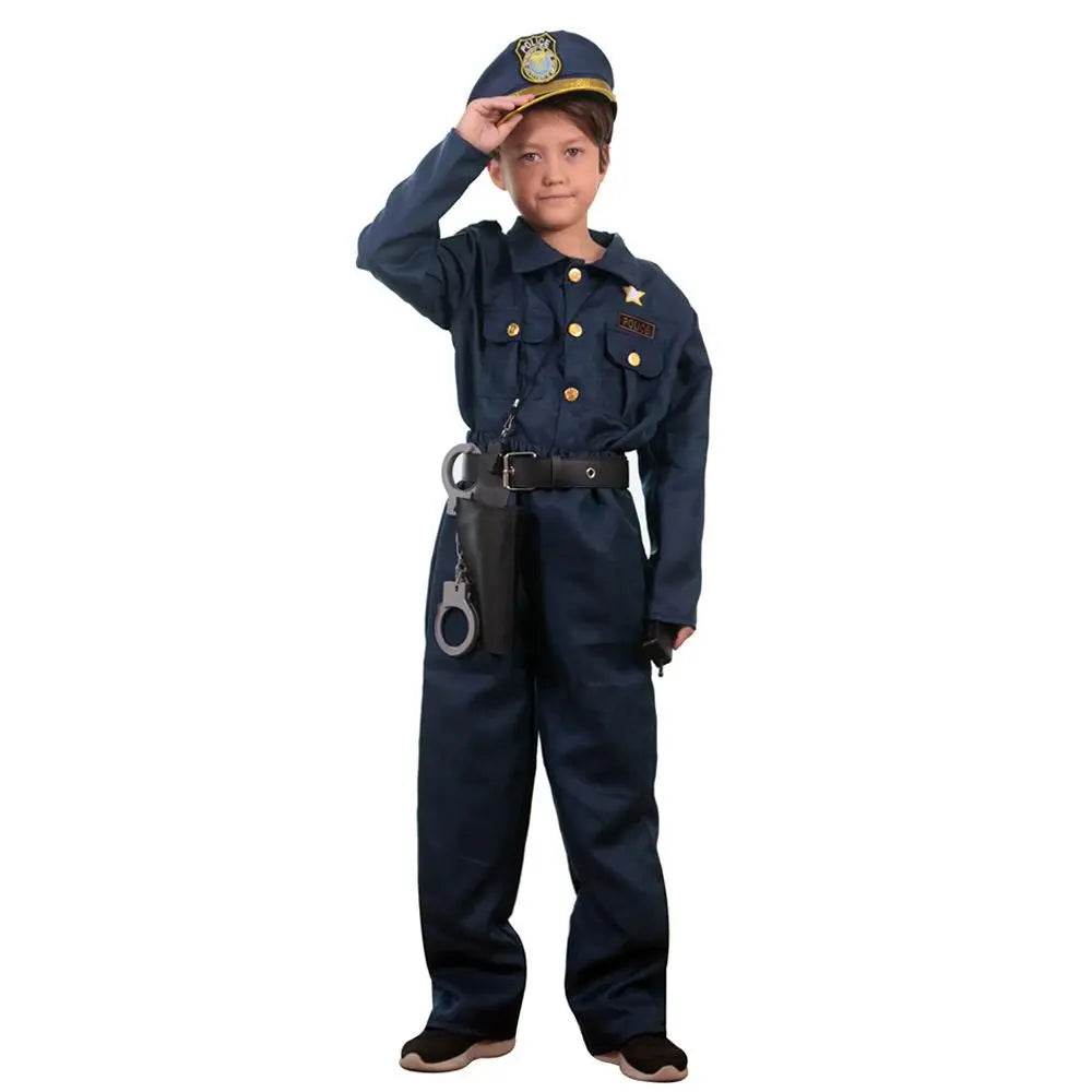Kids Police Cop Costume for Boys Police Office Costume Halloween Cosplay Party - zzcosplay
