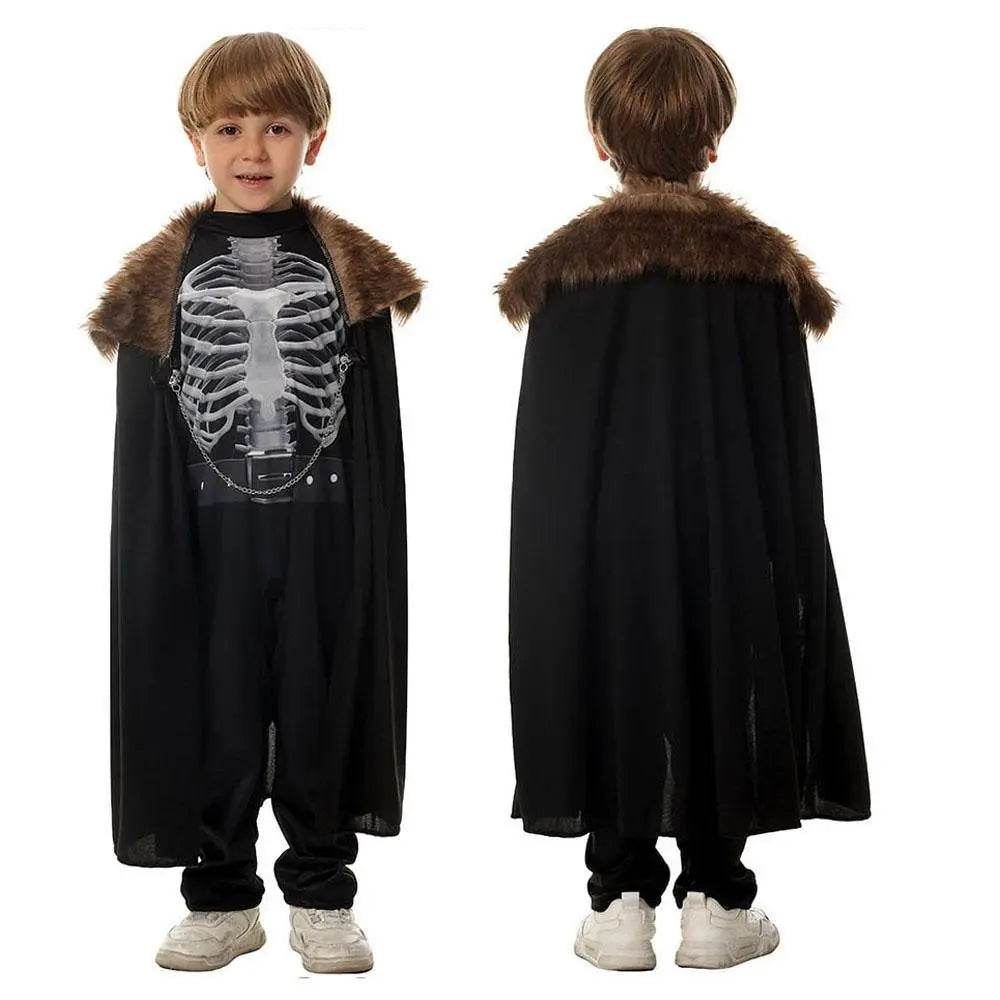 Kids Skeleton Knight Cosplay Costume Scary Halloween Kindergarten Stage Performance Outfit - zzcosplay