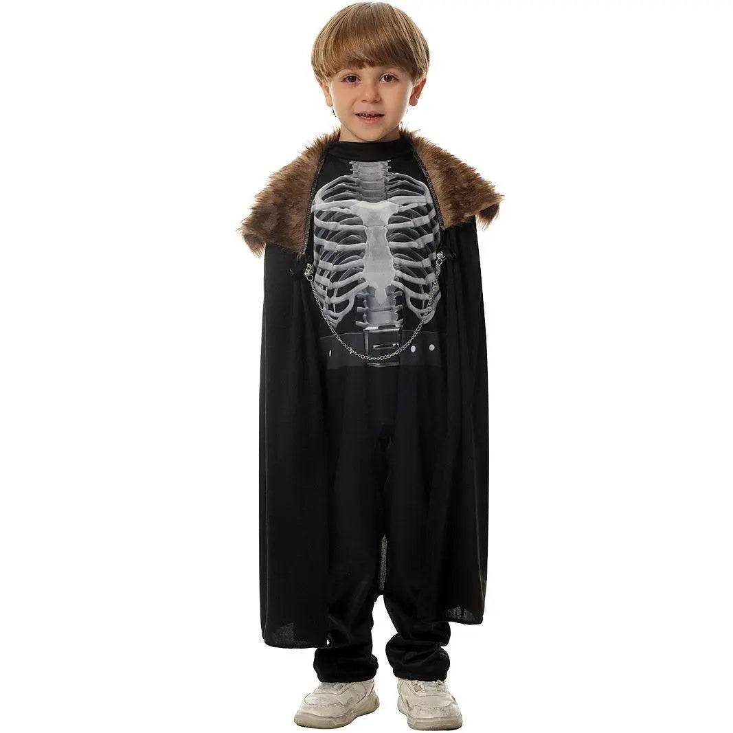 Kids Skeleton Knight Cosplay Costume Scary Halloween Kindergarten Stage Performance Outfit - zzcosplay