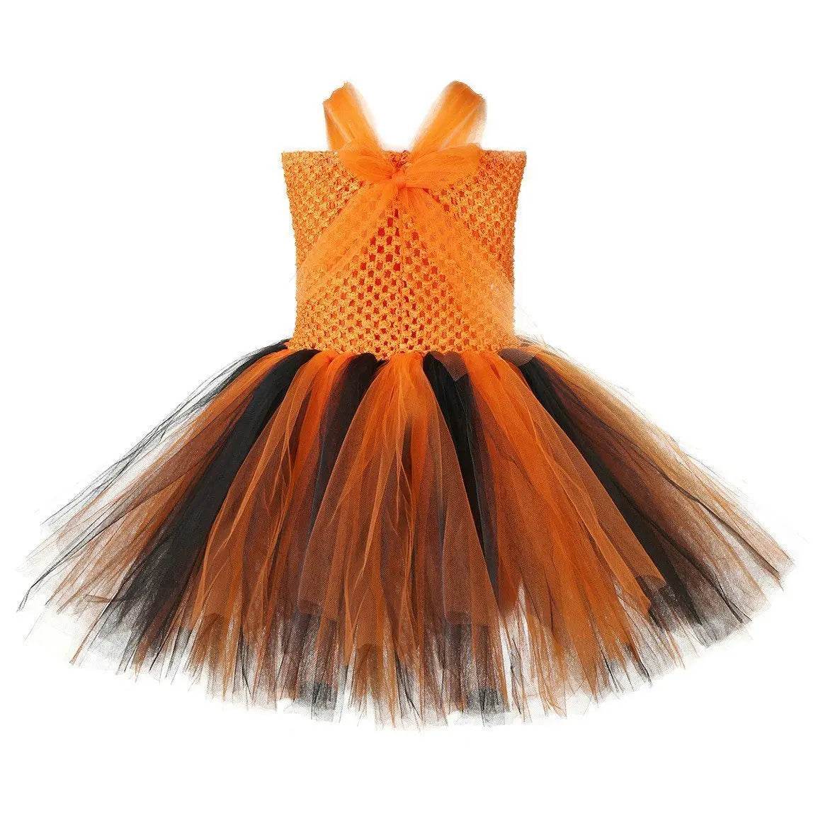 Kids Tiger Costume Tutu Dress with Ears Headband Bow tie Tail 4pcs Set - zzcosplay