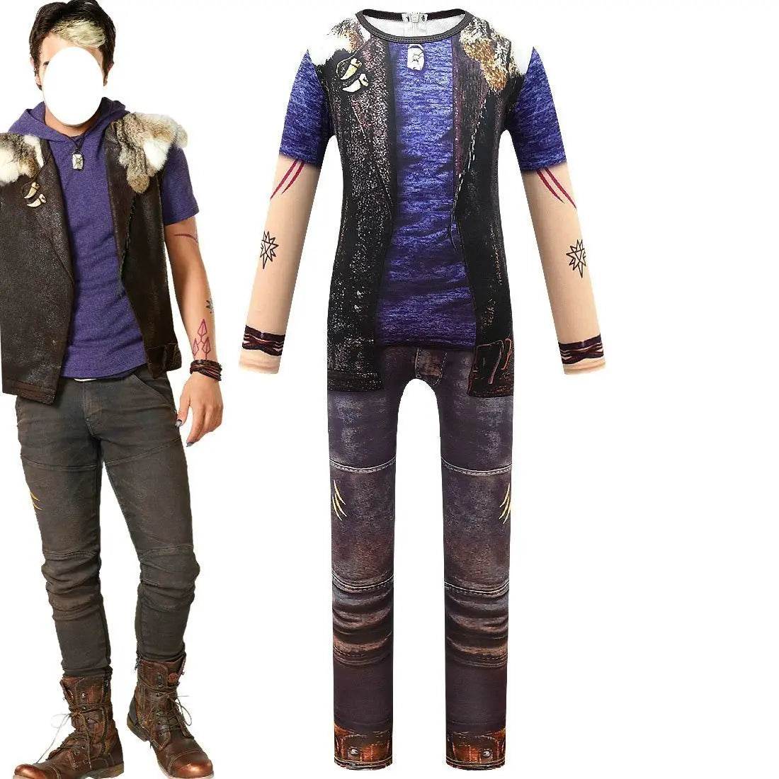 Kids Zombies 2 Werewolf Costumes jumpsuits onesies blue Children Jumpsuit Bodysuit Outfits - zzcosplay