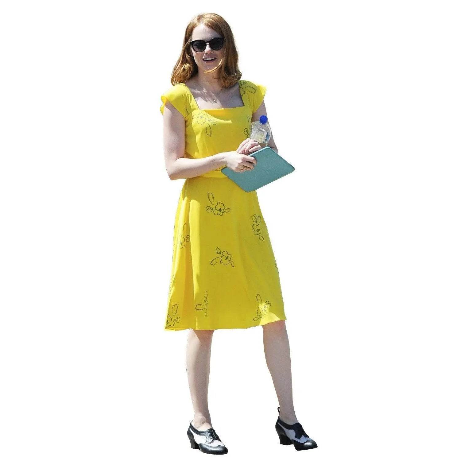 La La Land Emma Stone Actress Yellow Dress Movie Cosplay Costume - zzcosplay