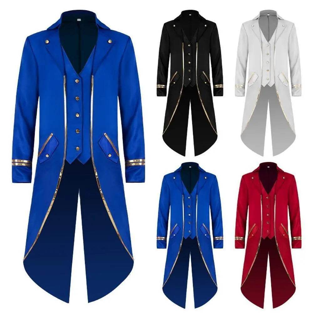 Medieval Steampunk Tailcoat Halloween Costumes Vampire Gothic Jackets Vintage Coat for Men - zzcosplay