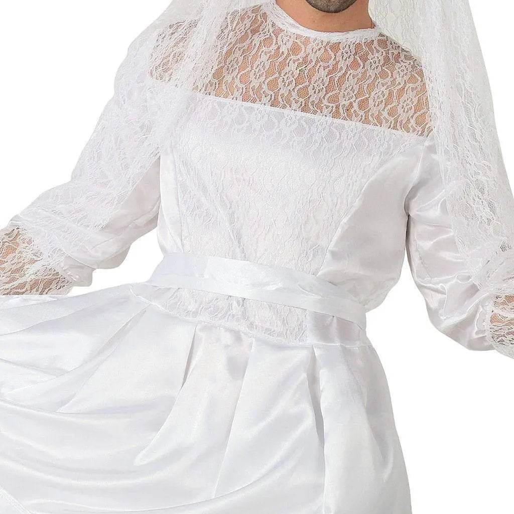 Men's Wedding Dress Funny Male White Bride Costume Halloween Stag Night Party Outift - zzcosplay