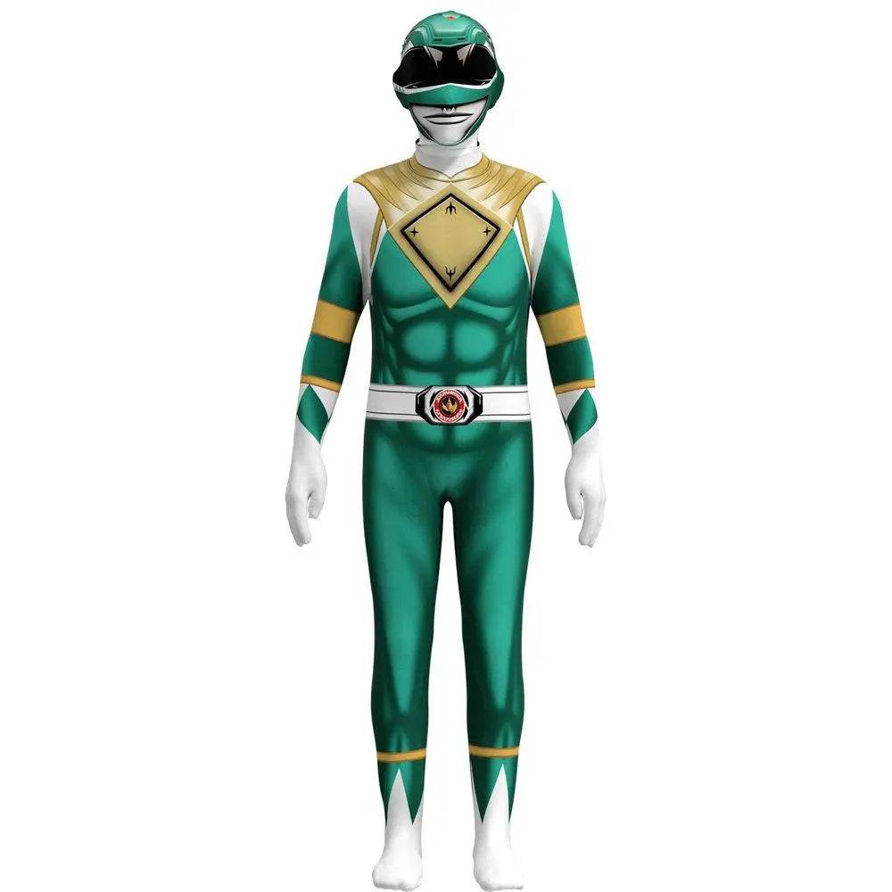 Mighty Morphin Power Rangers Costume Kids Superhero Bodysuit Halloween jumpsuits onesies - zzcosplay