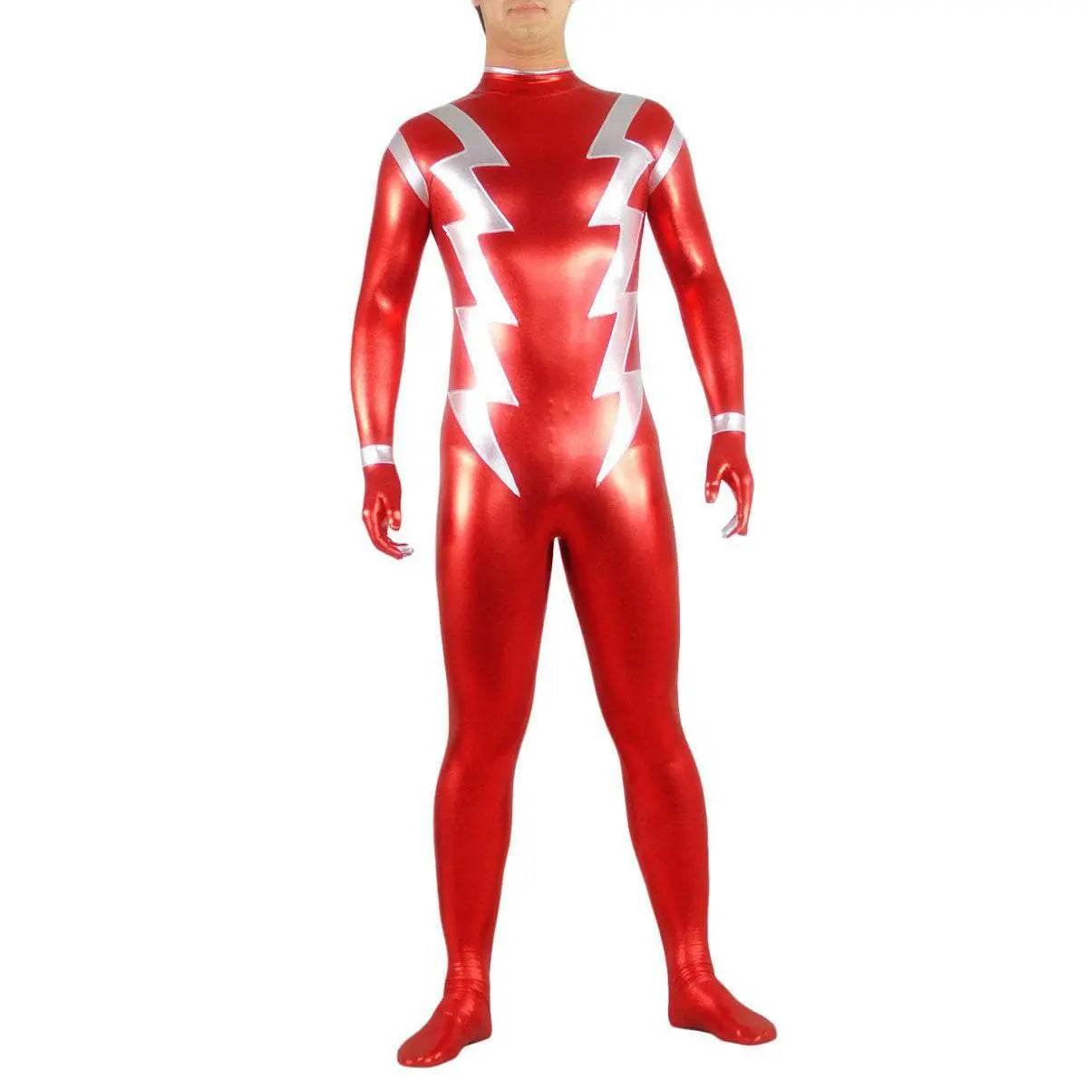 Red Silver Headless Zentai Cosplay Costume Lycra Spandex Bodysuit - zzcosplay