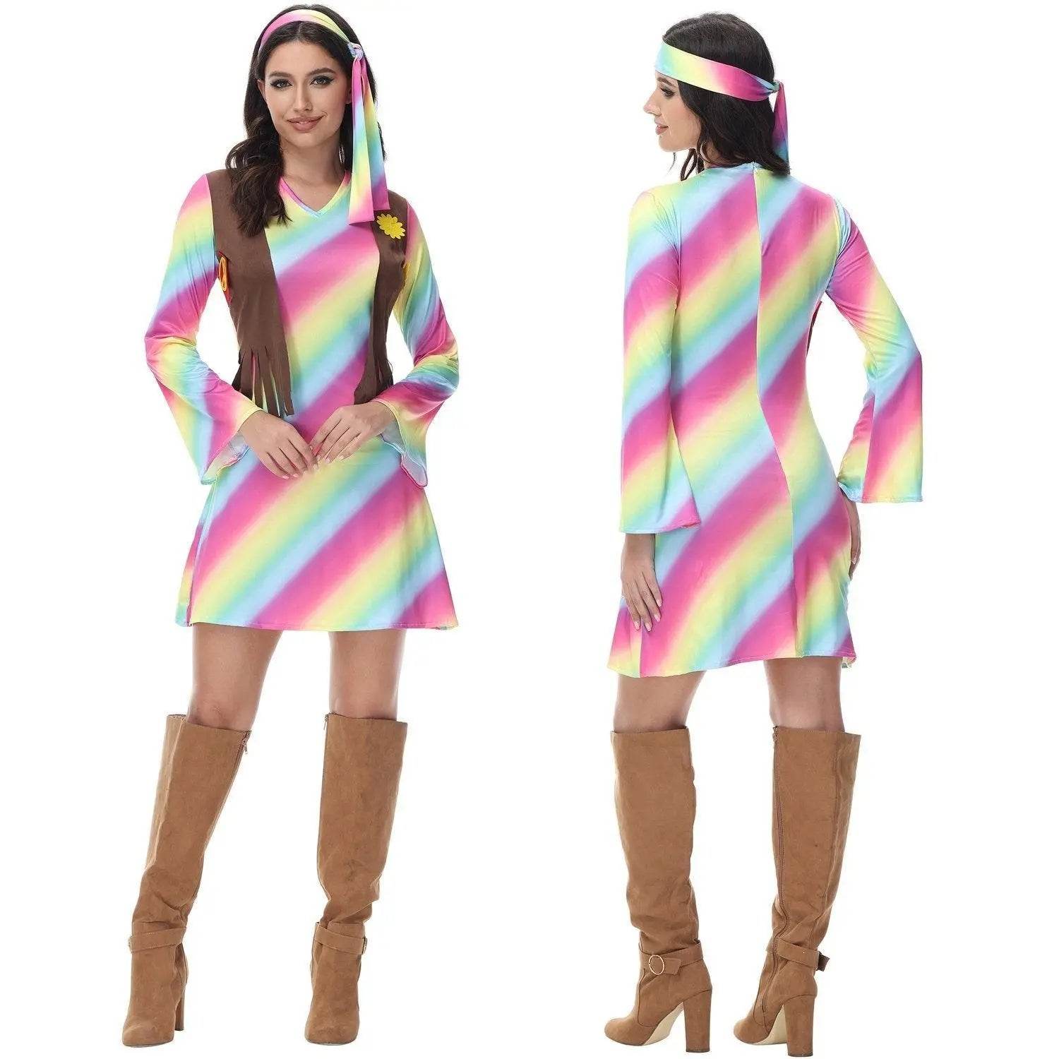 Retro Disco 80s Costumes Vintage Cosplay Halloween Outfit Fancy Dress - zzcosplay