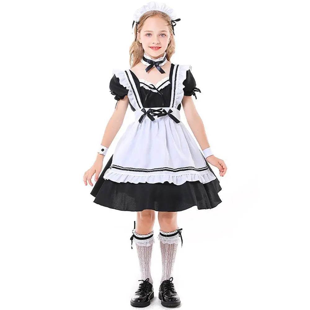 Role maid Costumes Kids playing black and white maid suit - zzcosplay