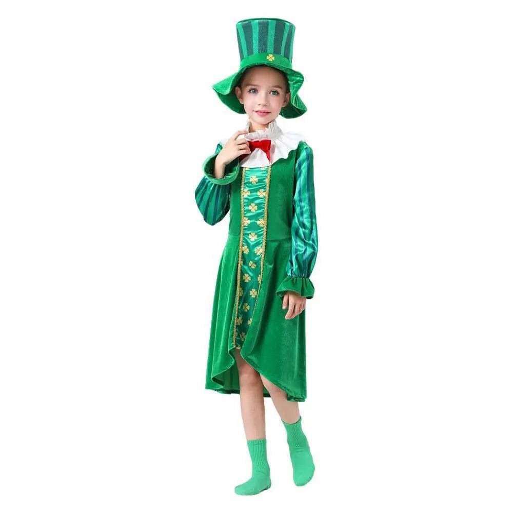 St Patrick's Day Kids Green Dress Party Cosplay Costume Carnival Suit - zzcosplay