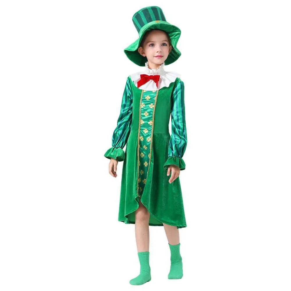 St Patrick's Day Kids Green Dress Party Cosplay Costume Carnival Suit - zzcosplay