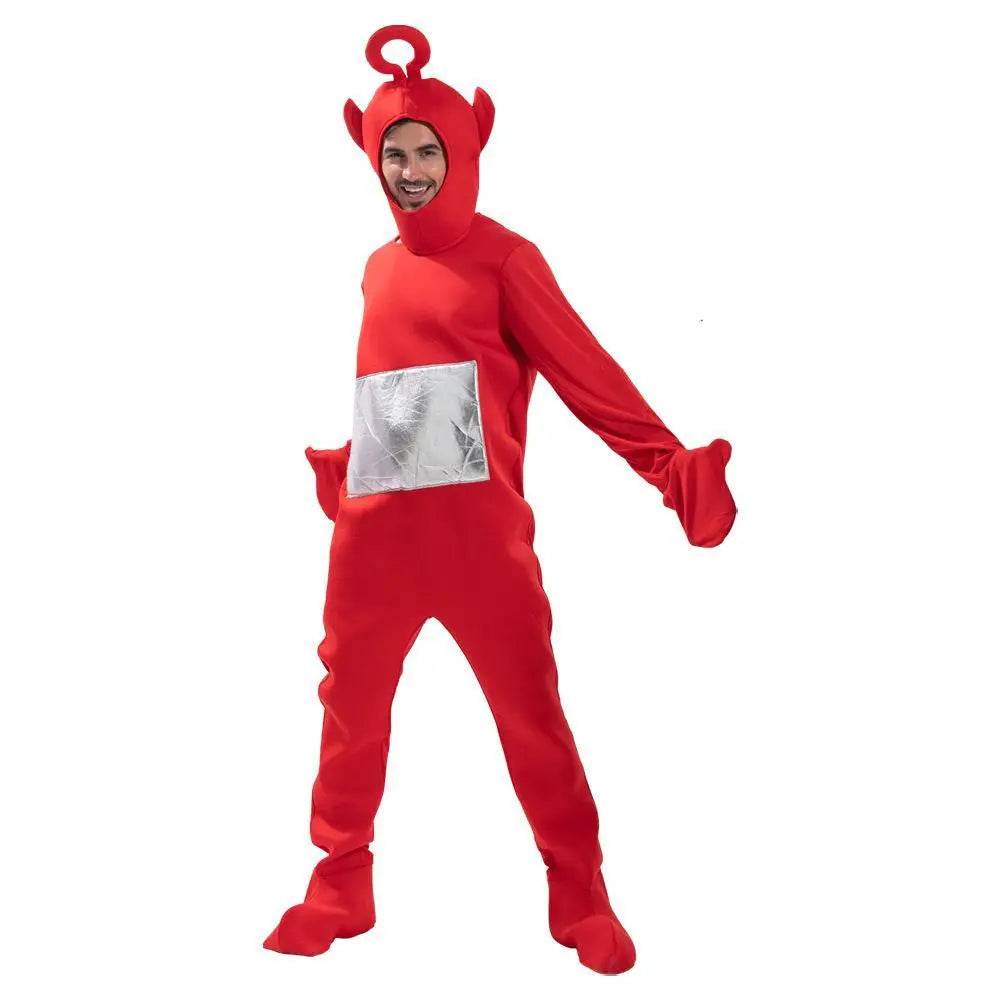 Teletubbies Pajamas Tinky Winky Dipsy Po Laa-Laa Coral Fleece Pajamas Onesies for Adults - zzcosplay