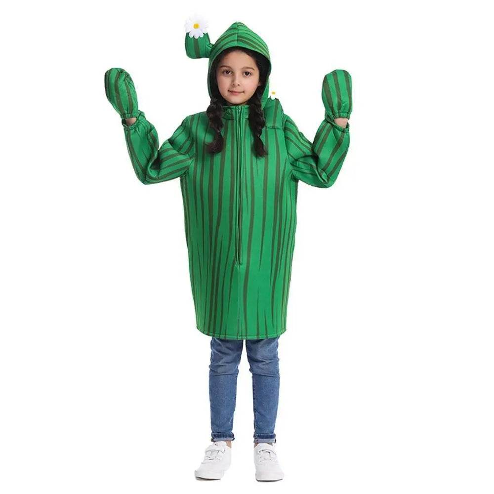 Unisex Kids Cactus Costume Cosplay Halloween Party Dress Up Plant Jumpsuit - zzcosplay