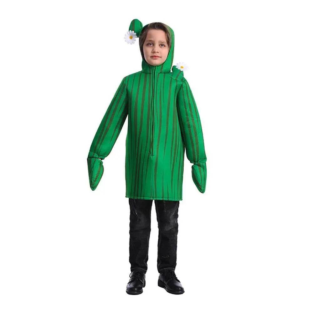 Unisex Kids Cactus Costume Cosplay Halloween Party Dress Up Plant Jumpsuit - zzcosplay
